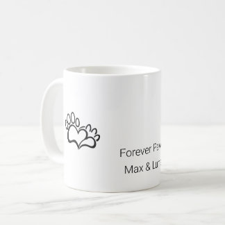 Minimalistische hond kat poot hart aangepaste naam koffiemok