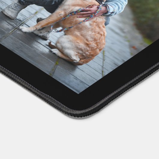 Minimalistische hond mama vader twee foto collage bureaumat (Hoek)