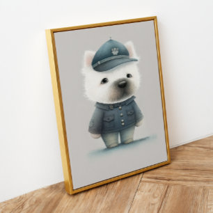 Minimalistische honden kunst: politie poedel poster