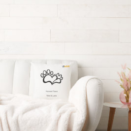 Minimalistische hondenkatpoot hart aangepaste naam kussen
