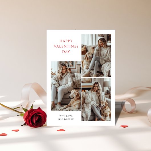 Minimalistische Hondenliefhebber Valentijnsdag fot Feestdagenkaart