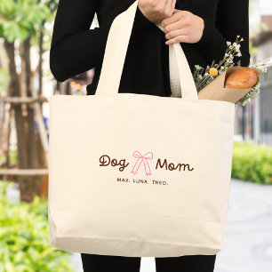 Minimalistische Hondenmoeder Gepersonaliseerd Grote Tote Bag