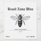 Minimalistische honingbij zoete wespenwijnstok ger wijn etiket (Enkel label)