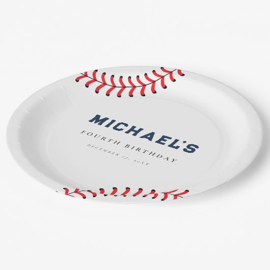 Minimalistische honkbal verjaardagspapier Borden Papieren Bordje (Gekanteld)