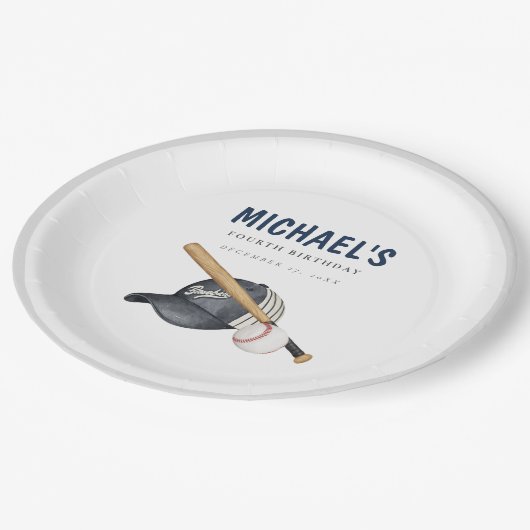 Minimalistische honkbal verjaardagspapier Borden Papieren Bordje (Gekanteld)