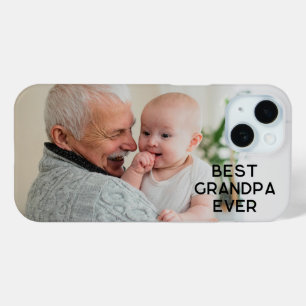 Minimalistische hoofdletters Beste opa ooit Foto iPhone 15 Case