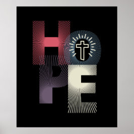 Minimalistische "Hope" Cross 20 x 24 Poster