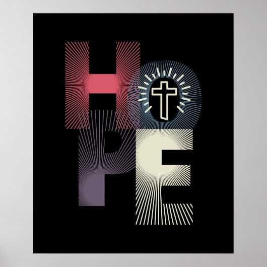 Minimalistische "Hope" Cross 20 x 24 Poster (Voorkant)