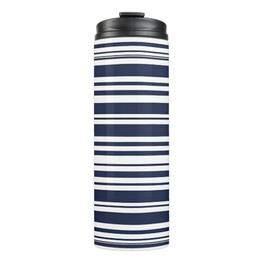 Minimalistische horizontale nautische strepen thermosbeker (Voorkant)