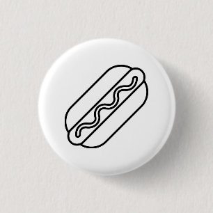 Minimalistische Hot Dog Button. Grappige Line Art  Ronde Button 3,2 Cm