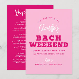 Minimalistische Hot Pink Bachelorette Weekendroute Kaart