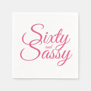 Minimalistische Hot Pink en Sassy 60e verjaardag Servet