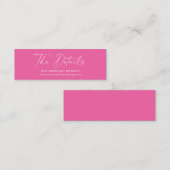 Minimalistische Hot Pink Script Website Enclosure  Mini Visitekaartje (Voorkant / Achterkant)