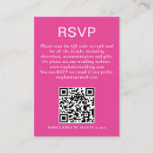 Minimalistische Hot Pink Tekst QR Code RSVP Informatiekaartje (Voorkant)
