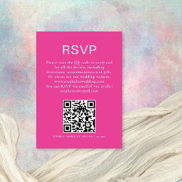 Minimalistische Hot Pink Tekst QR Code RSVP Informatiekaartje