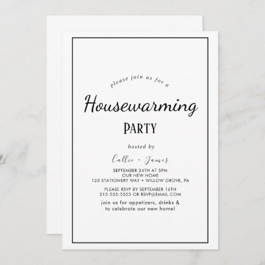 Minimalistische Housewarming Party Uitnodiging (Voorkant / Achterkant)