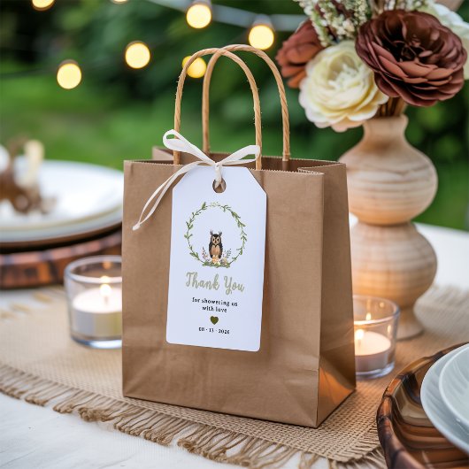 Minimalistische houten babyshower-cadeautag cadeaulabel
