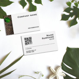 Minimalistische houten blad fotografie QR visiteka Visitekaartje
