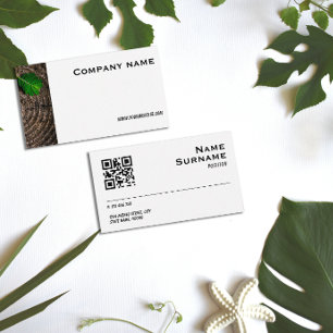Minimalistische houten blad fotografie QR visiteka Visitekaartje