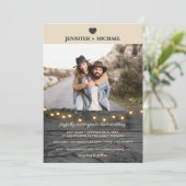 Minimalistische houten foto trouwkaart voor een sc kaart (Staand voorkant)