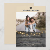 Minimalistische houten foto trouwkaart voor een sc kaart (Voorkant / Achterkant)