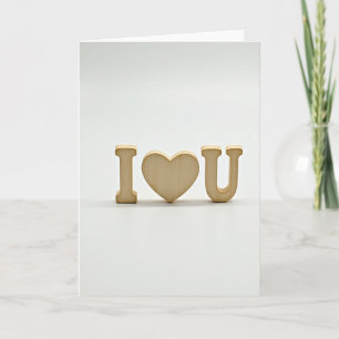Minimalistische Houten I Love You Kaart