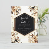 Minimalistische houten rustieke bruiloft save the date (Staand voorkant)