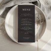 Minimalistische houtskool Eenvoudige bruiloft Menu