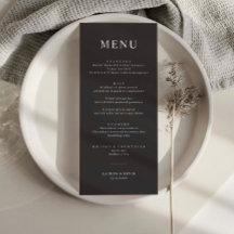 Minimalistische houtskool Eenvoudige bruiloft Menu
