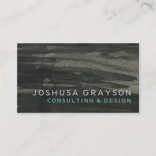 Minimalistische houtskool Waterverf Wash Professio Visitekaartje (Voorkant)