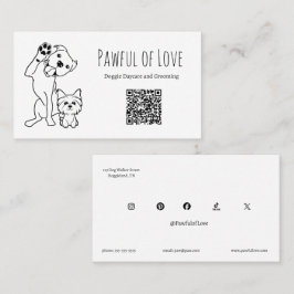 Minimalistische huisdierenservice QR-code en socia Visitekaartje