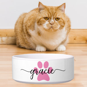Minimalistische huisdiernaam pootafdruk hond kat e voerbakje