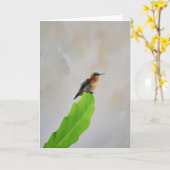 Minimalistische Hummingbird Art Note Kaart (Gele Bloem)