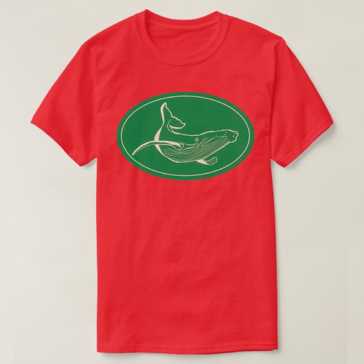Minimalistische Humpback Whale Green en White T-shirt (Design voorkant)