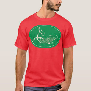 Minimalistische Humpback Whale Green en White T-shirt