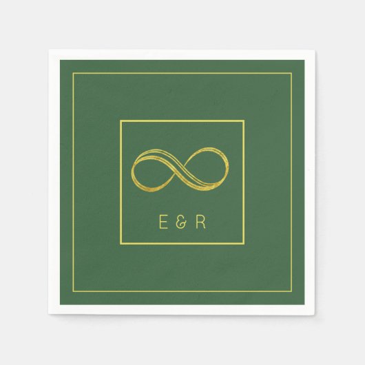 Minimalistische Hunter Green Gold Eternity Wedding Servet (Voorkant)