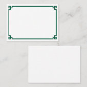 Minimalistische Hunter Green Griekse sleutel grens Plaatskaartje (Voorkant / Achterkant)
