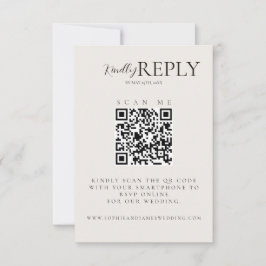 Minimalistische Huwelijk QR Code Kalligrafie RSVP- RSVP Kaartje
