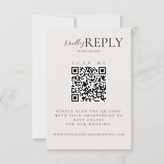 Minimalistische Huwelijk QR Code Kalligrafie RSVP- RSVP Kaartje (Voorkant)