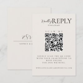 Minimalistische Huwelijk QR Code Kalligrafie RSVP- RSVP Kaartje