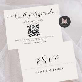 Minimalistische Huwelijk QR Code Kalligrafie RSVP- RSVP Kaartje