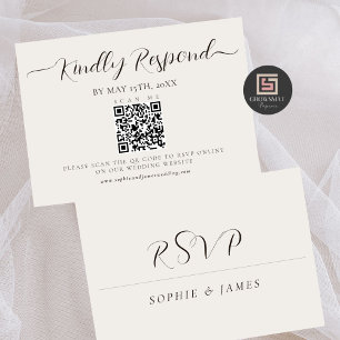 Minimalistische Huwelijk QR Code Kalligrafie RSVP- RSVP Kaartje
