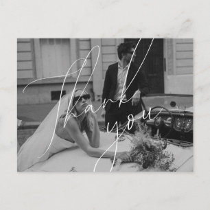 Minimalistische Huwelijks Dankkaart Script Briefkaart