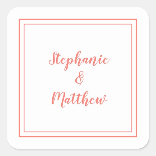 Minimalistische huwelijks moderne gunst bedanken k vierkante sticker (Voorkant)