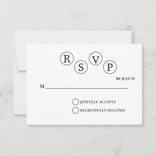 Minimalistische Huwelijks RSVP Kaart | Eenvoudig Z (Voorkant)