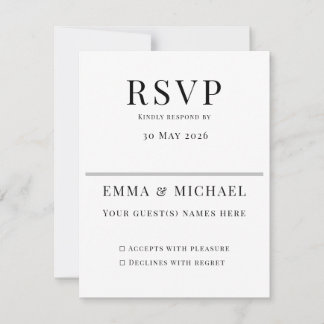 Minimalistische Huwelijks RSVP Kaart | Elegant Bew