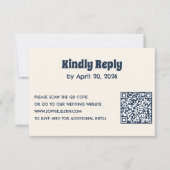 Minimalistische Huwelijks RSVP Kaart met QR Code (Voorkant)