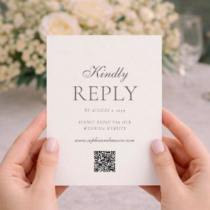 Minimalistische Huwelijks RSVP Kaart met QR Code
