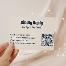 Minimalistische Huwelijks RSVP Kaart met QR Code