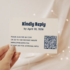 Minimalistische Huwelijks RSVP Kaart met QR Code